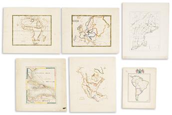 (MANUSCRIPT MAPS.) Group of 15 hand-drawn nineteenth-century school-type maps.